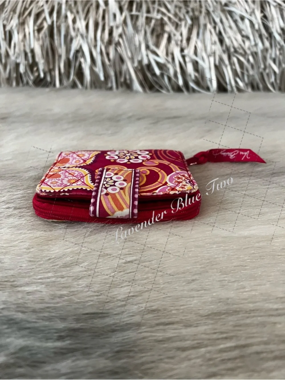 Vintage VERA BRADEY Raspberry Fizz Mini Zip Wallet Orange Red Y2K Floral Snap - Picture 6 of 12